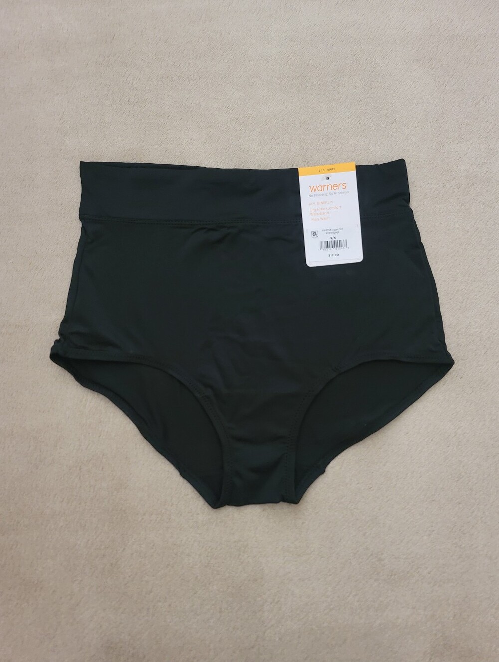 Warner's Women Black High Waist Brief Dig Free Comfort Waistband Size S/5